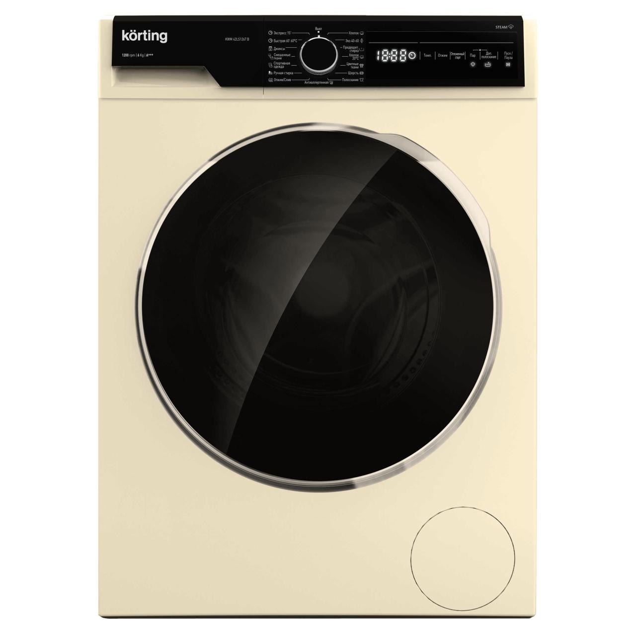 Узкая стиральная машина с паром Korting KWM 42LS1267 B RU